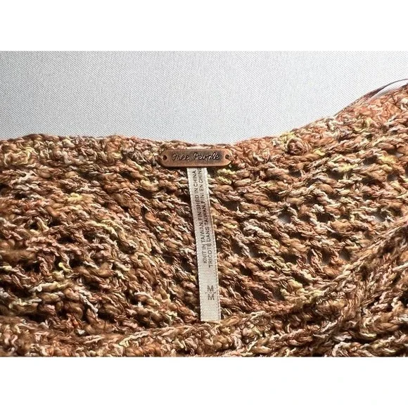FREE PEOPLE Womens sz M Brown Knit Off Shoulder Sweater - Picture 7 of 7